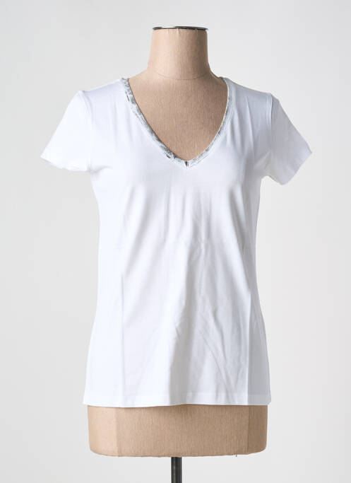 T-shirt col v manches courtes blanc TANIT CODE femme