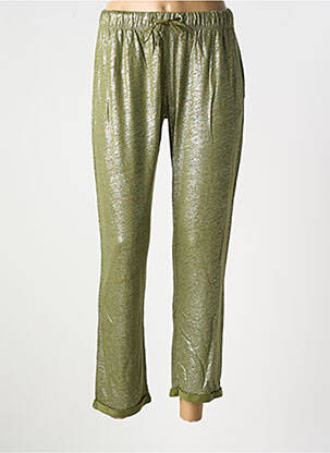 Pantalon droit taille élastique taille normale vert TANIT CODE femme