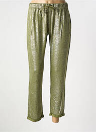 Pantalon droit taille élastique taille normale vert TANIT CODE femme