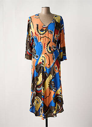 Robe mi-longue coupe fluide manches 3/4 orange MASAI femme