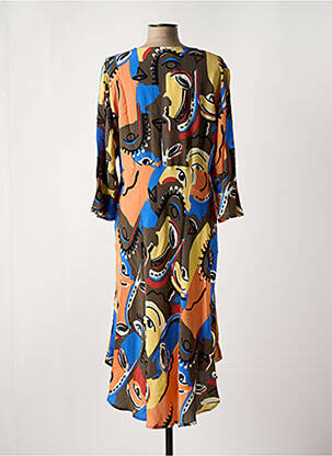 Robe mi-longue coupe fluide manches 3/4 orange MASAI femme
