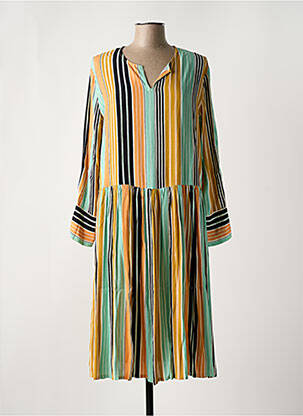 Robe mi-longue coupe fluide manches longues jaune MASAI femme