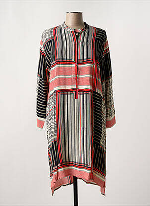 Robe mi-longue coupe fluide manches longues rouge MASAI femme