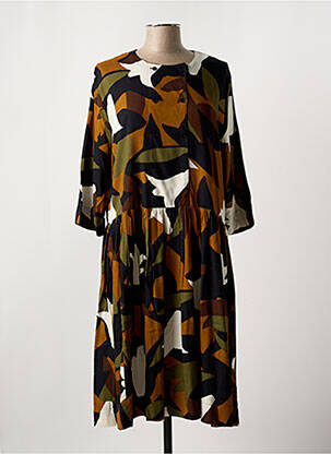 Robe mi-longue manches 3/4 manches 3/4 noir MASAI femme