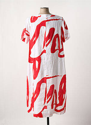Robe mi-longue imprimé fantaisie manches courtes rouge KOKOMARINA femme
