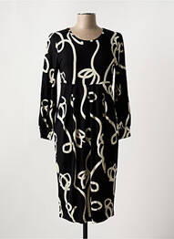 Robe mi-longue imprimé fantaisie manches longues noir MASAI femme