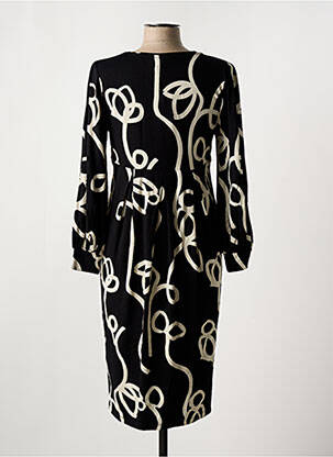 Robe mi-longue imprimé fantaisie manches longues noir MASAI femme