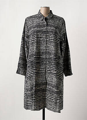 Robe mi-longue imprimé fantaisie manches longues noir MASAI femme