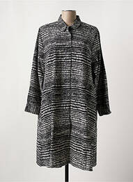 Robe mi-longue imprimé fantaisie manches longues noir MASAI femme