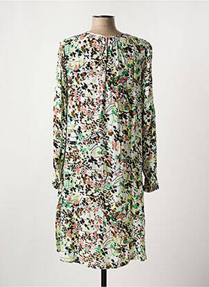 Robe mi-longue imprimé fleurs manches longues vert MASAI femme