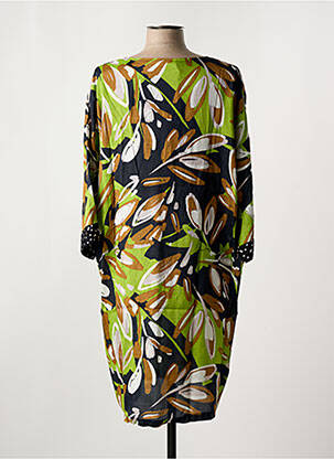 Robe mi-longue coupe fluide manches 3/4 vert MASAI femme