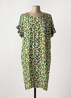 Robe mi-longue manches courtes manches courtes vert MASAI femme