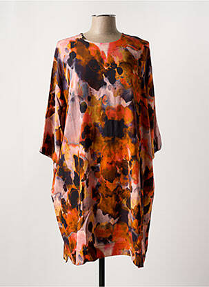Robe mi-longue manches 3/4 manches 3/4 orange MASAI femme