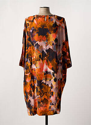 Robe mi-longue manches 3/4 manches 3/4 orange MASAI femme