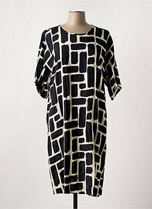 Robe mi-longue manches 3/4 manches 3/4 noir MASAI femme