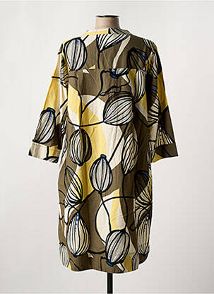 Robe mi-longue imprimé fleurs manches 3/4 vert MASAI femme