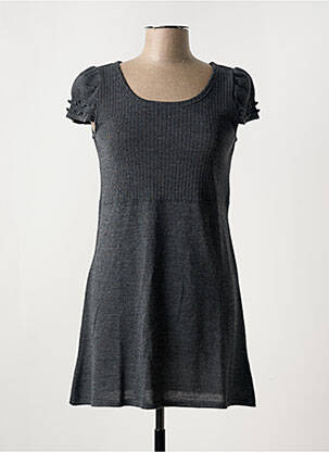 Robe pull tissage chiné manches courtes gris TELMAIL femme