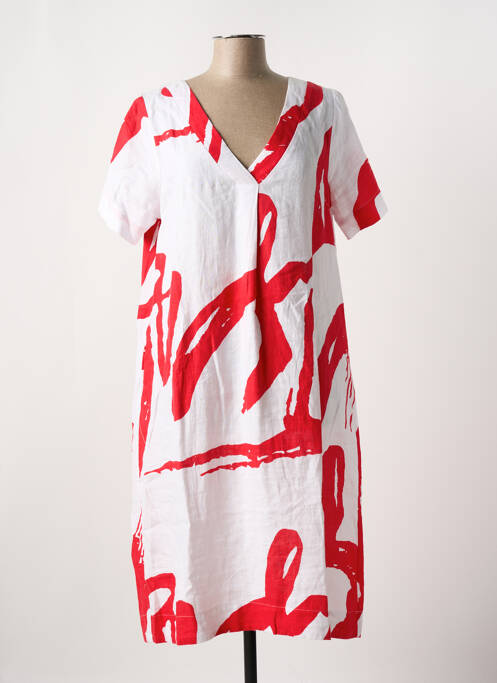 Robe mi-longue imprimé fantaisie manches courtes rouge KOKOMARINA femme