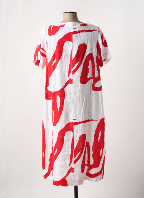 Robe mi-longue imprimé fantaisie manches courtes rouge KOKOMARINA femme