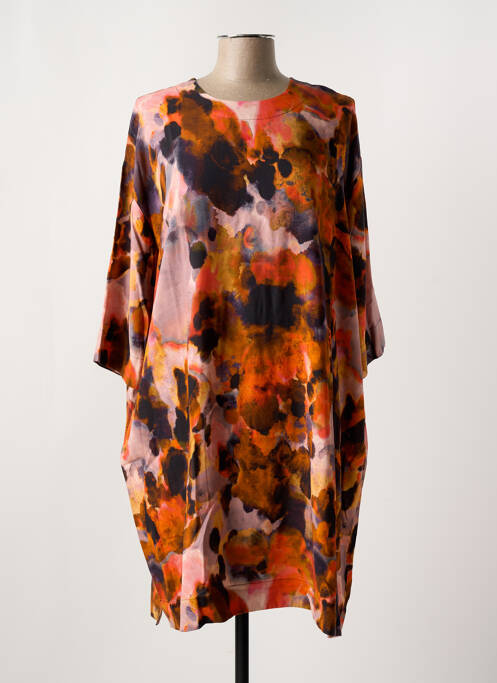 Robe mi-longue manches 3/4 manches 3/4 orange MASAI femme