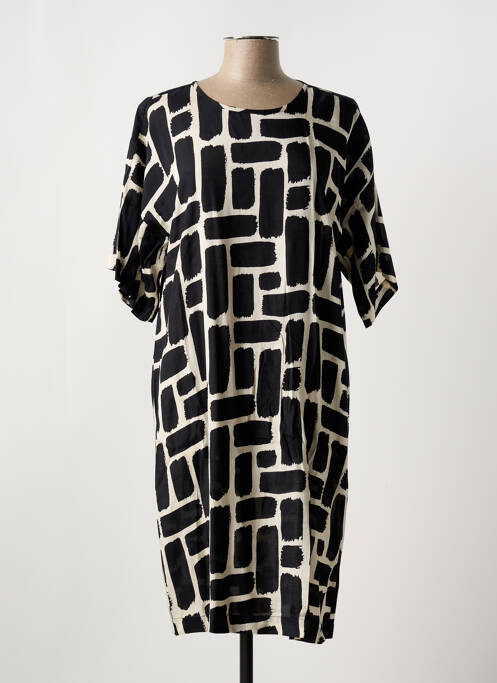 Robe mi-longue manches 3/4 manches 3/4 noir MASAI femme
