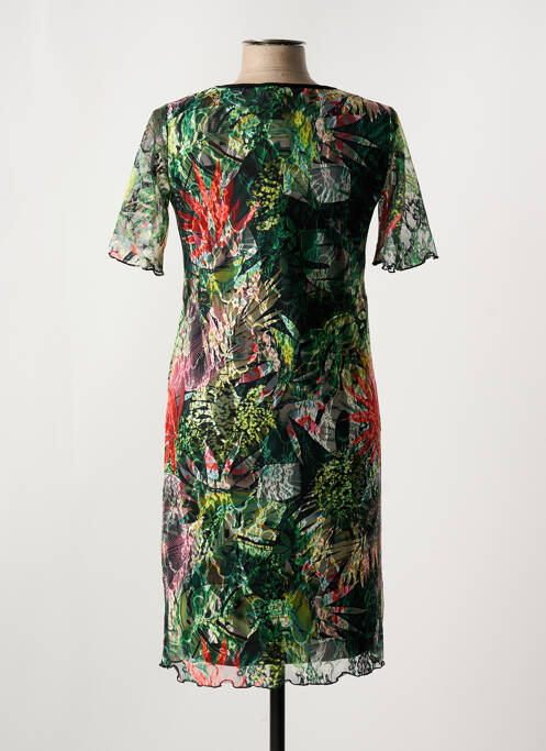 Robe mi-longue imprimé fleurs manches courtes vert TELMAIL femme