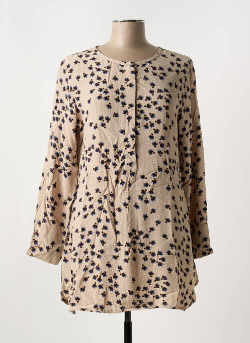Tunique manches longues tissage crêpe beige MASAI femme