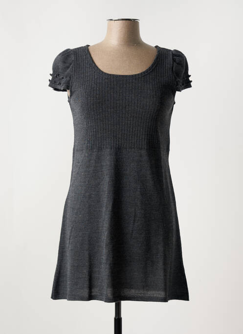 Robe pull tissage chiné manches courtes gris TELMAIL femme