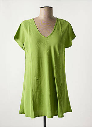 Tunique manches courtes tissage crêpe vert MASAI femme
