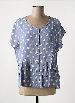 Chemisier tissage crêpe manches courtes bleu MASAI femme