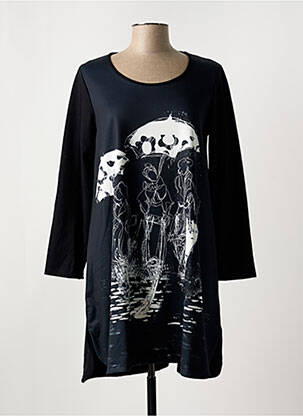 Robe courte manches longues manches longues noir G!OZE femme