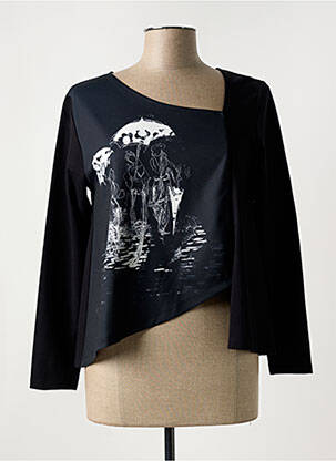 T-shirt tissage jersey manches 3/4 noir G!OZE femme