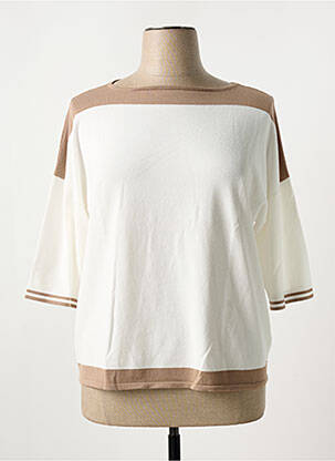 Pull col bateau manches 3/4 beige KOKOMARINA femme