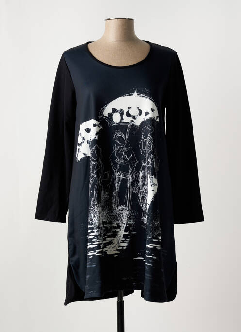Robe courte manches longues manches longues noir G!OZE femme