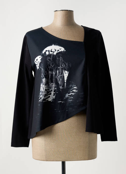 T-shirt tissage jersey manches 3/4 noir G!OZE femme