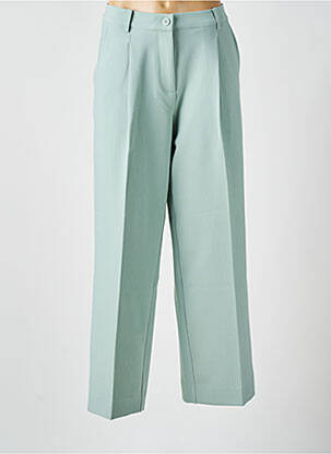 Pantalon droit fermeture zippée sous rabat boutonné vert MASAI femme