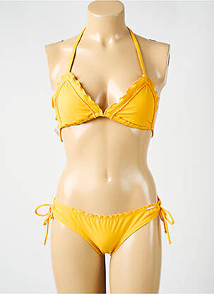 Maillot de bain 2 pièces stretch haut triangles jaune YSABEL MORA femme