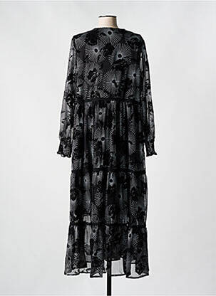 Robe longue imprimé fantaisie manches longues noir LAST QUEEN femme