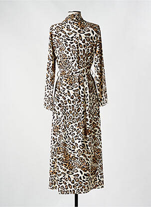 Robe longue imprimé fantaisie manches longues beige JS MILLENIUM femme