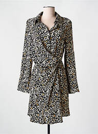 Robe mi-longue imprimé fantaisie manches longues noir SARAH JOHN femme