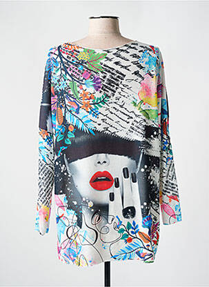 Pull col v manches longues blanc MADE IN ITALY femme