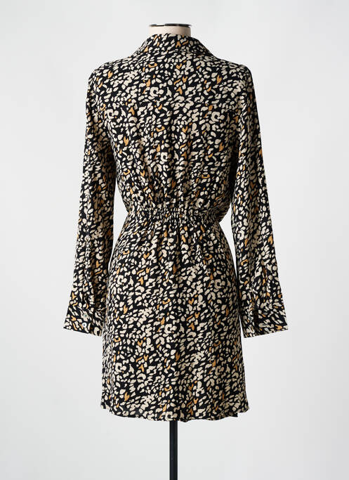 Robe mi-longue imprimé fantaisie manches longues noir SARAH JOHN femme