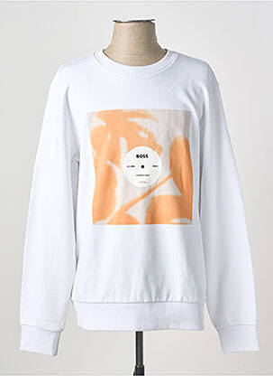 Sweat-shirt sérigraphie floquée manches longues blanc HUGO BOSS homme
