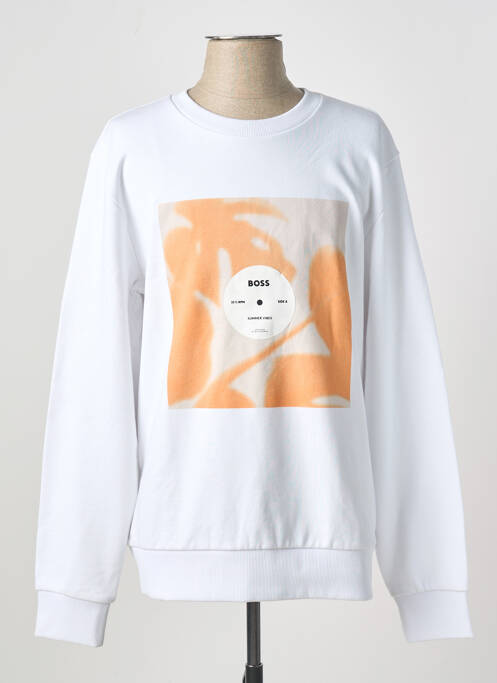 Sweat-shirt sérigraphie floquée manches longues blanc HUGO BOSS homme