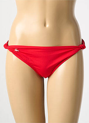 Bas de maillot de bain effet matière satinée rouge LACOSTE femme