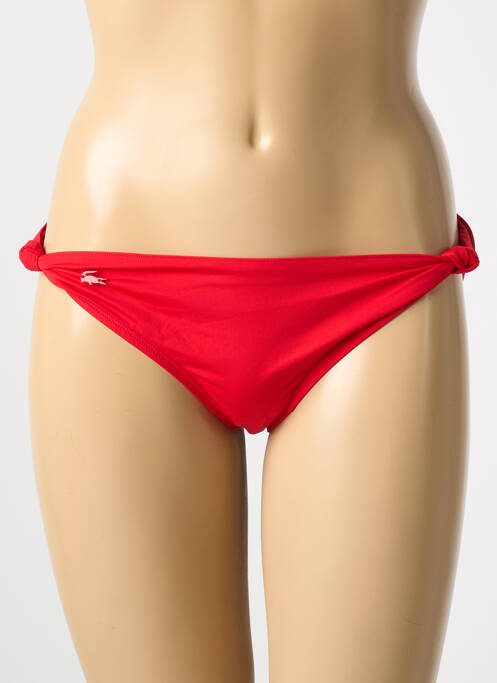 Bas de maillot de bain effet matière satinée rouge LACOSTE femme