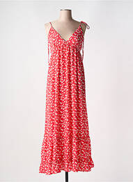 Robe longue imprimé fleurs sans manche rouge IN APRIL 1986 femme