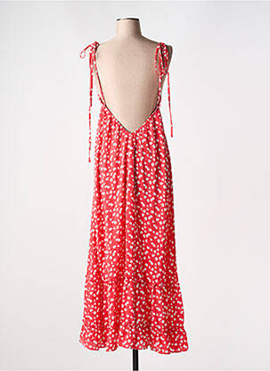 Robe longue imprimé fleurs sans manche rouge IN APRIL 1986 femme