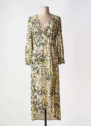 Robe longue imprimé fantaisie manches longues vert LOVIE & CO femme