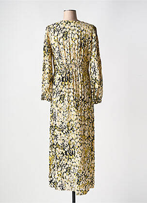 Robe longue tissage popeline manches longues vert LOVIE & CO femme